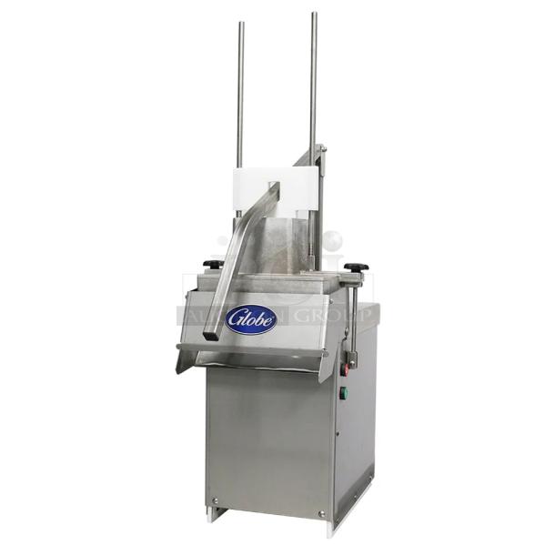 Brand new Globe GSCS2 metal commercial electric cheese shredder, 65 lb./min capacity, countertop model.