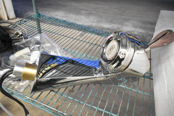 Brand new 2022 La Marzocco Modbar Espresso AV System with MR. 10 EB model, stainless steel finish, 4 taps, and brass fittings.