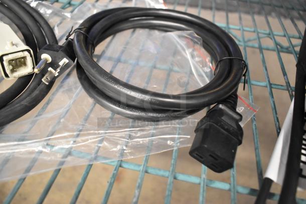 New La Marzocco Modbar Espresso AV System cables; black, coiled with connectors. Markings specify 220-240V, 1 Phase.