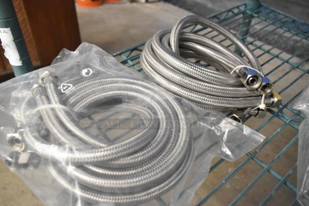 Coiled stainless steel hoses for 2022 La Marzocco Modbar Espresso AV System, new in packaging, with metal fittings.