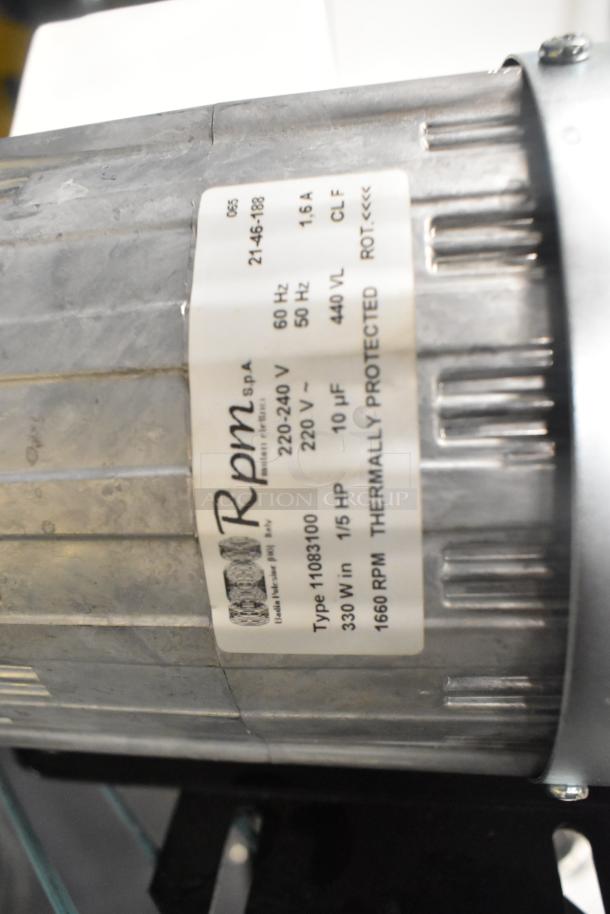 La Marzocco Modbar Espresso AV System, Model MR. 10 EB, 220-240V, 330W, 1660 RPM motor label close-up.