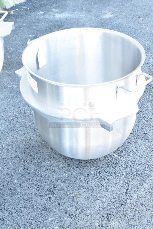 Brand new Varimixer VBOWL-60 stainless steel 60-quart mixing bowl, shiny finish, commercial use, pristine condition.