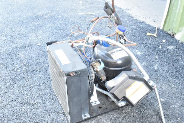 Brand new Copeland M7JP-H021-IAA-072 compressor. 115V, 1 phase. Includes wiring and labels, packaged for auction.