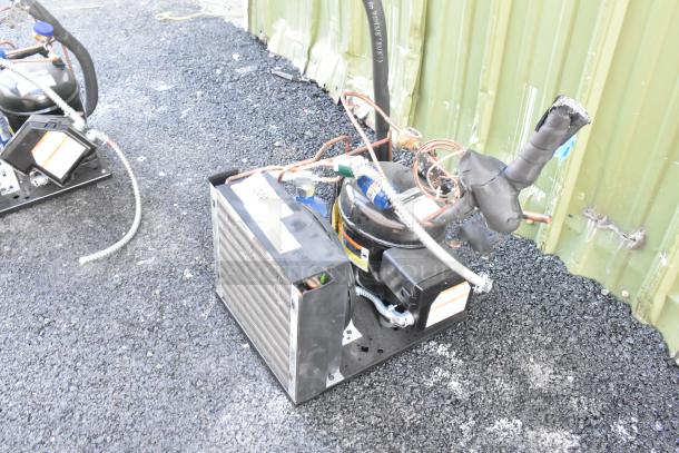 Brand new Copeland M7JP-H021-IAA-072 compressor, 115V, 1 phase, with visible label. Includes two units for auction.