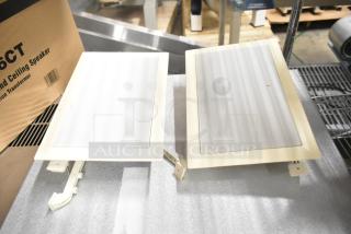2 Control 126WT in-wall loudspeakers, new condition, white frames, perforated metal grilles, included mounting hardware.
