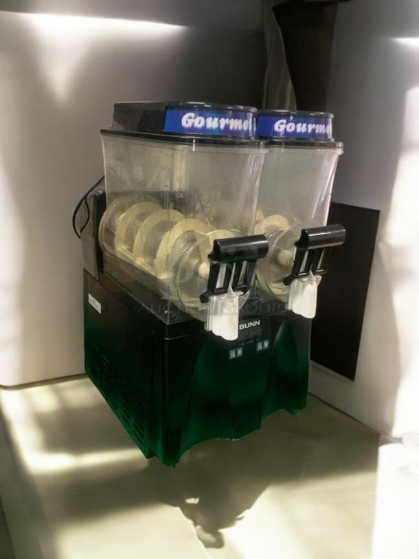 Taylor 340 Frozen Beverage Machine, superb condition, dual dispensers, 208/230V, fully tested, labeled "Gourmet".