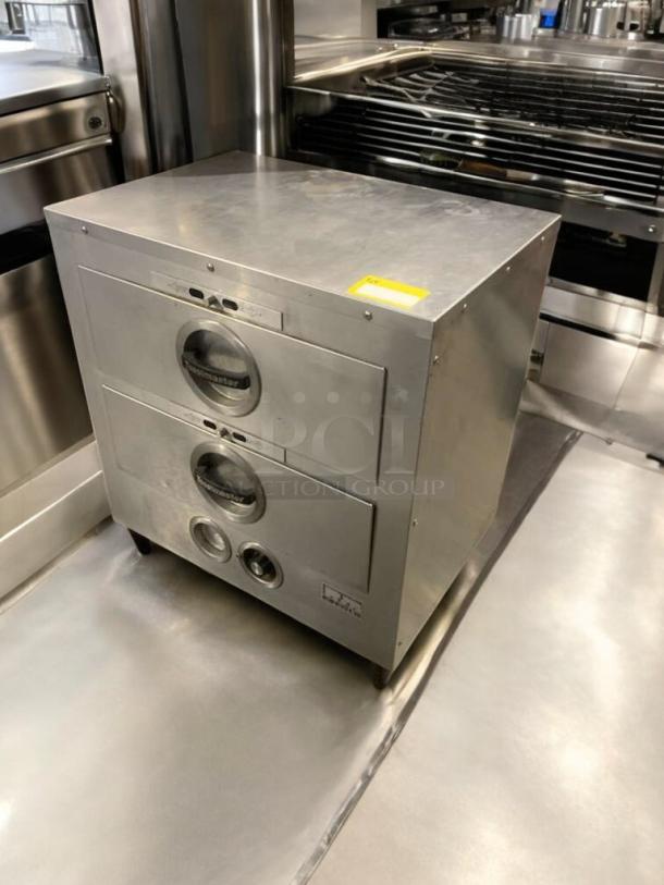 Thermaster TW-2D equivalent two-drawer stainless steel food warmer in superb condition, 120V, fully tested and working.
