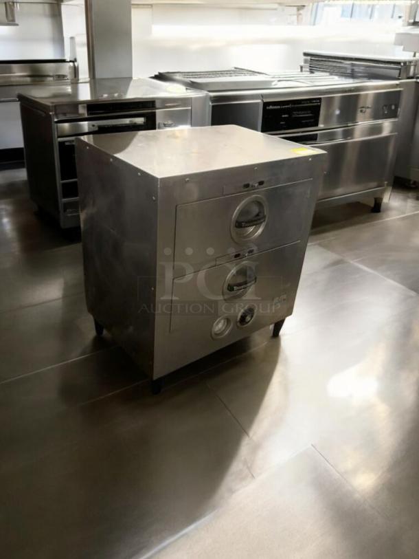 Superb condition Thermaster TW-2D equivalent two-drawer stainless steel food warmer, 120V, fully tested, and working.