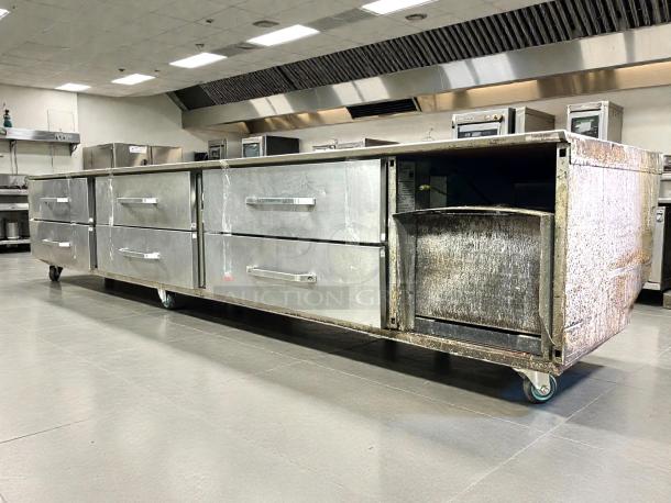 Randell 20105SC refrigerated equipment stand, stainless steel, six-drawer, tested and working, on casters.