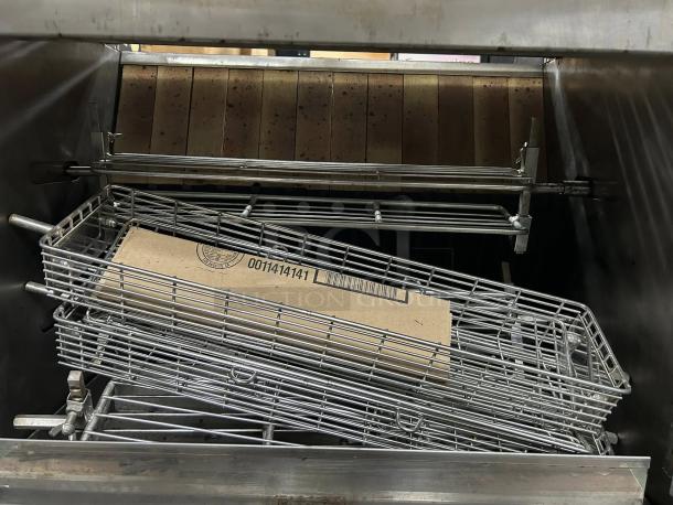 Rotisol USA GF975-2G-SS gas rotisserie, 2 spits, 6 bird capacity, natural gas, stainless steel, tested and working.