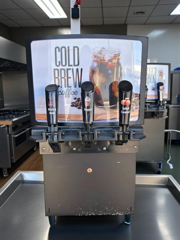 Goodwest Industries Gw3 commercial 3-flavor cold coffee dispenser, excellent condition, tested and working.