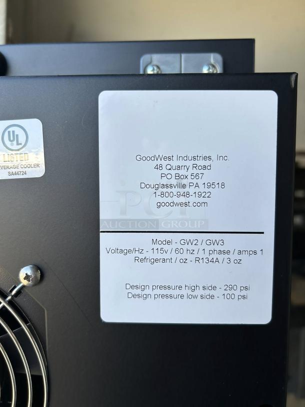 Goodwest Industries GW3 commercial cold coffee dispenser, excellent condition, 3-flavor, tested and working, UL listed.