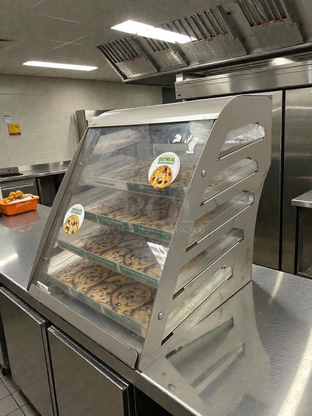 Subway 4-shelf cookie display case, great condition, fully tested. Features clear front, side vents, cookie labels.