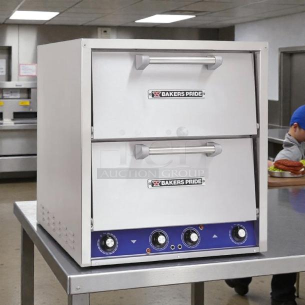 Bakers Pride P-44S electric countertop oven, excellent condition, dual compartments, tested and working, 208V, 7200W.