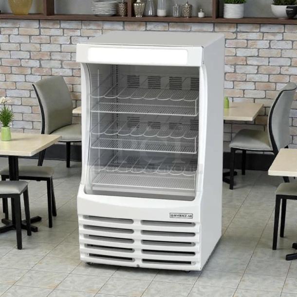 Beverage-Air BZ13HC-W 30" vertical open air cooler with 3 levels, great condition, 115v, tested, and working.
