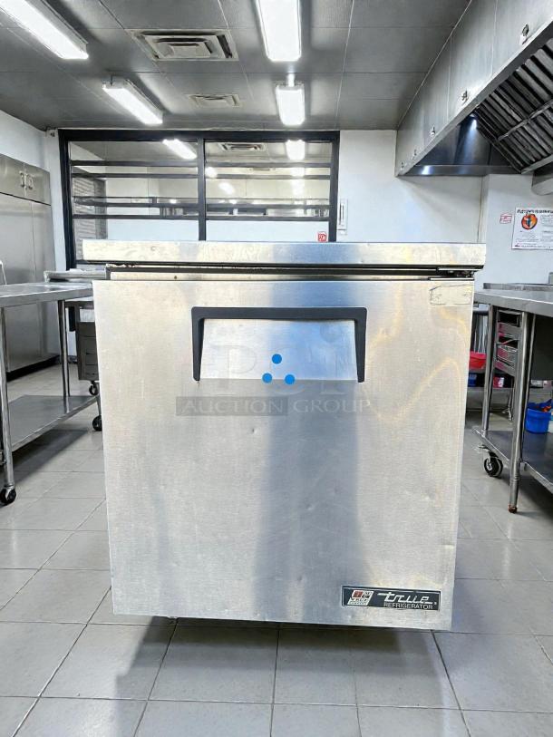 True TUC-27-LP-HC low profile undercounter refrigerator, stainless steel, excellent condition, tested and working.