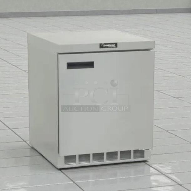 Delfield 407 undercounter refrigerator with 5.7 cu ft capacity, single door, 115v. Tested, working condition.