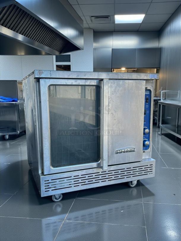 Imperial Range PCVG-1 Pro Series gas convection oven, two-door, single-deck, stainless steel, tested, on casters, working condition.