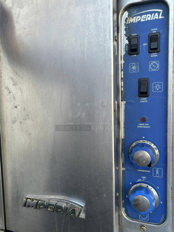 Imperial Range PCVG-1 convection oven, stainless steel, two-door, tested and working. Control panel with dials and switches visible.