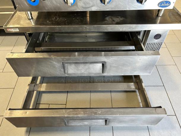 True TRCB-52-60-HC 60" Chef Base with two drawers, stainless steel, excellent condition, 115v, tested and working.