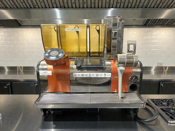 Thermoplan Mastrena II M2-CS Automatic Espresso Machine, tested and working, sleek design, with attached controls and display.