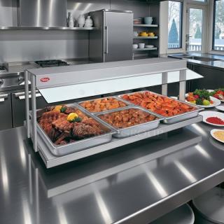 Hatco GRBW-48 buffet warmer with sneeze guards and lights, excellent condition, 49 1/8", tested and working, 120V.
