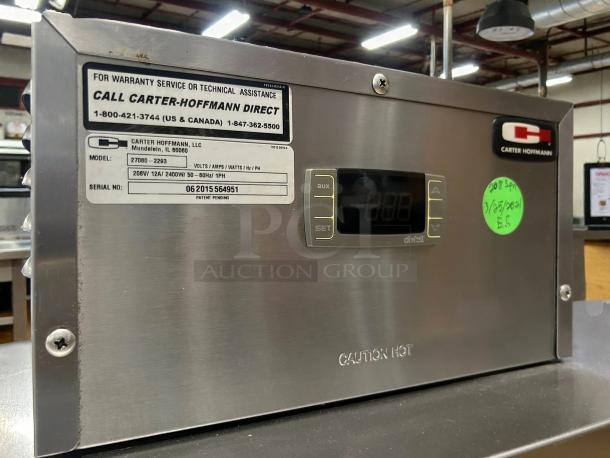 Carter Hoffman Model 27080-2293 electric pass-through warmer, stainless steel, digital display, 208V, tested and working.