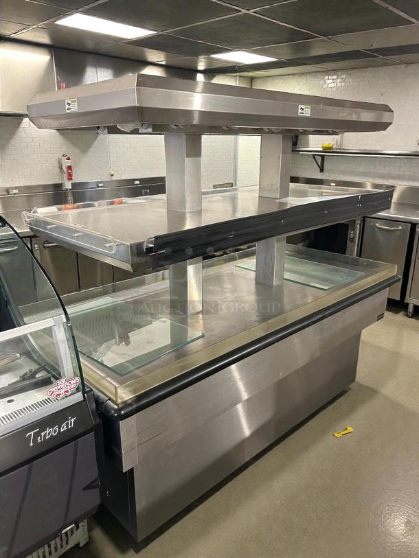 Boyston electric heated display in excellent condition, 220v, 1ph; stainless steel, tested and working, with upper shelf.