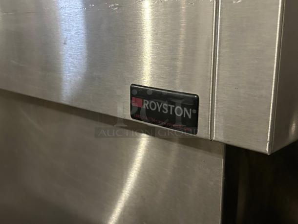 Boyston Electric Heated Display, excellent condition, 220v, 1ph, tested and working, stainless steel finish, Royston label visible.