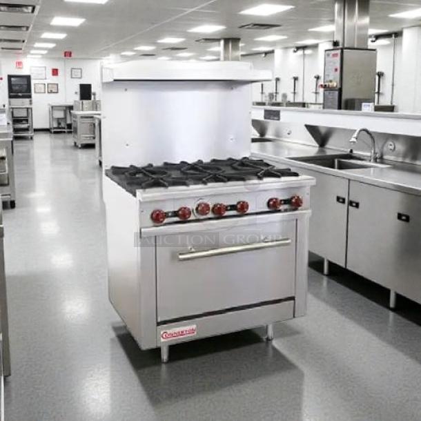 Connerton CN36-6 36" gas restaurant range, 6 burners, stainless steel, excellent condition, tested and working.