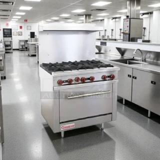 Connerton CN36-6 36" gas restaurant range, 6 burners, stainless steel, excellent condition, tested and working.