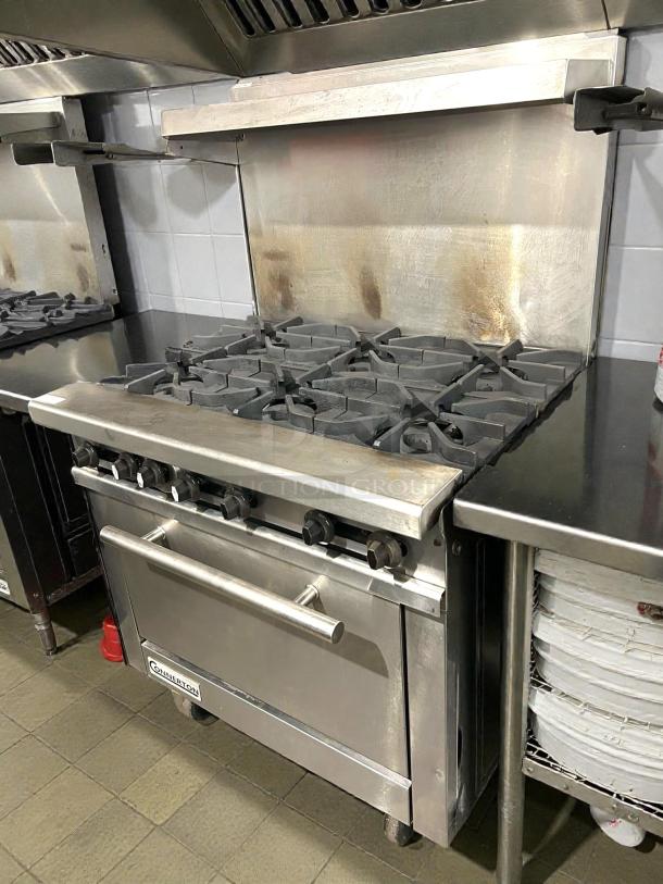Connerton CN36-6 36" gas restaurant range, excellent condition, stainless steel, tested and working, six burners, commercial use.