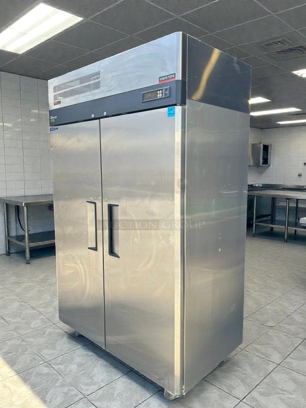 Turbo Air M3F47-2-N 52" stainless steel reach-in freezer, dual door, tested, working condition, Chef's Toys label.