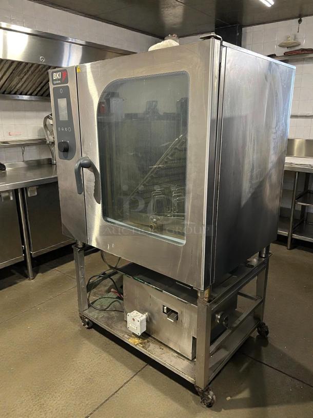 BKI ETE102R Combination Oven, electric, boilerless, glass front, on metal stand, tested, working condition.