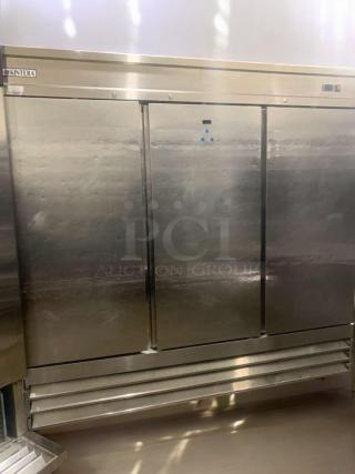 Superb condition Kool-It KBM3F triple door commercial reach-in refrigerator, stainless steel, fully tested and working.