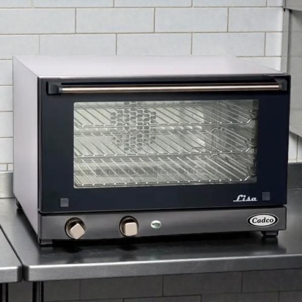 Cadco OV-013 Half Size Electric Commercial Convection Oven, manual controls, stainless steel, great condition, tested working.