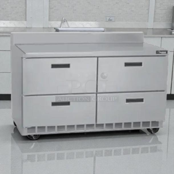 Delfield STD4464N-12 64" 4-drawer refrigerated sandwich prep table in excellent condition, tested and working.