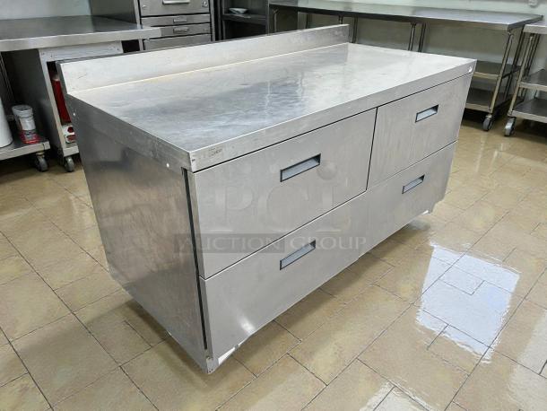 Delfield STD4464N-12 64" refrigerated sandwich prep table, 4 drawer, stainless steel, excellent condition, tested and working.