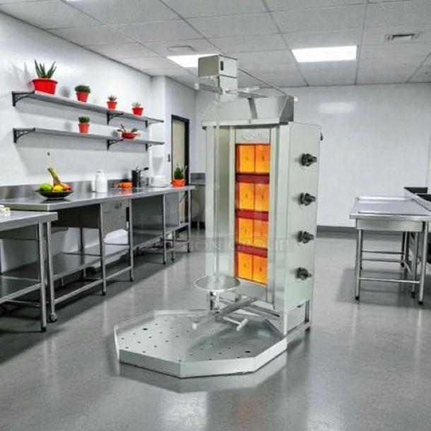 Axis AX-VB4 gas vertical broiler with infrared burners, 176 lb capacity, great condition, tested and working.
