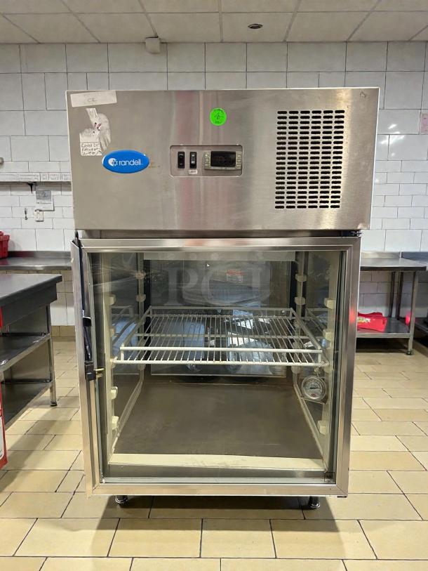Randell W712136-1 countertop display refrigerator, excellent condition, stainless steel, tested and working, visible controls.