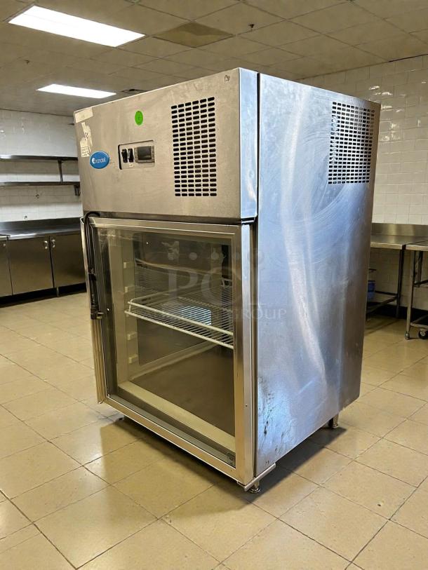 Randell W712136-1 countertop display refrigerator in excellent condition with visible labels, stainless steel finish, tested and working.