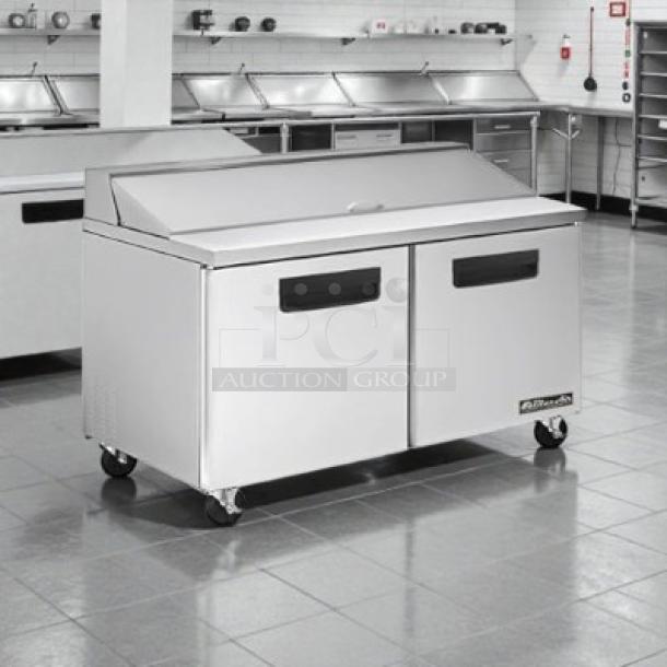 Blue Air BAPT60 two-door sandwich prep table refrigerator, excellent condition, stainless steel, tested and working.