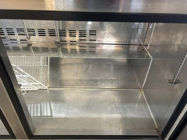 Blue Air BAPT60 sandwich prep table, two-door refrigerator, stainless steel interior, excellent condition, tested and working.