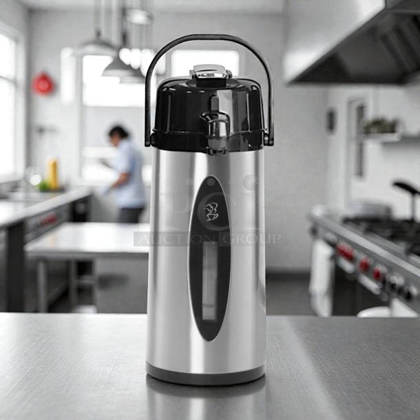 Newco KKSG 121282 airpot brewer in excellent condition, featuring a sleek glass design. Tested and working perfectly.