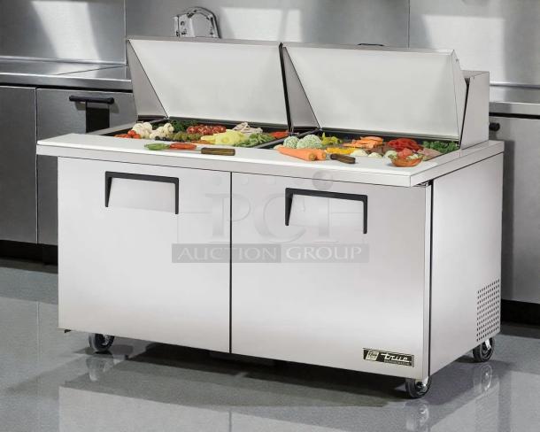 True TSSU-60-12M-B-HC sandwich/salad prep table with refrigerated base, stainless steel, tested working, visible brand logo.