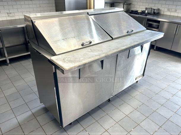 True TSSU-60-12M-B-HC Mega Top Salad Prep Table, stainless steel, dual lids, refrigerated base, tested working, 60", 115v.
