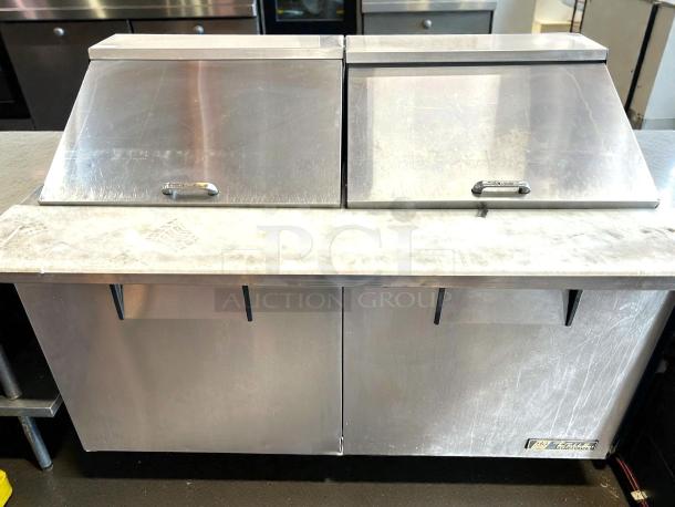 True TSSU-60-12M-B-HC Mega Top Sandwich/Salad Prep Table, stainless steel, dual lid, tested, 60", refrigerated base, 115v.