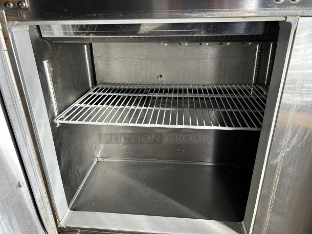 Continental Refrigerator DL60-16C Designer Line Sandwich Unit, interior view, clean, stainless steel, one shelf, excellent condition.
