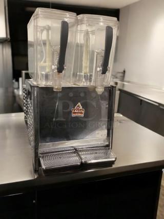 Commercial Grade Dual-Tank Beverage Dispenser, 115V AC, prime condition, fully tested, visible label.