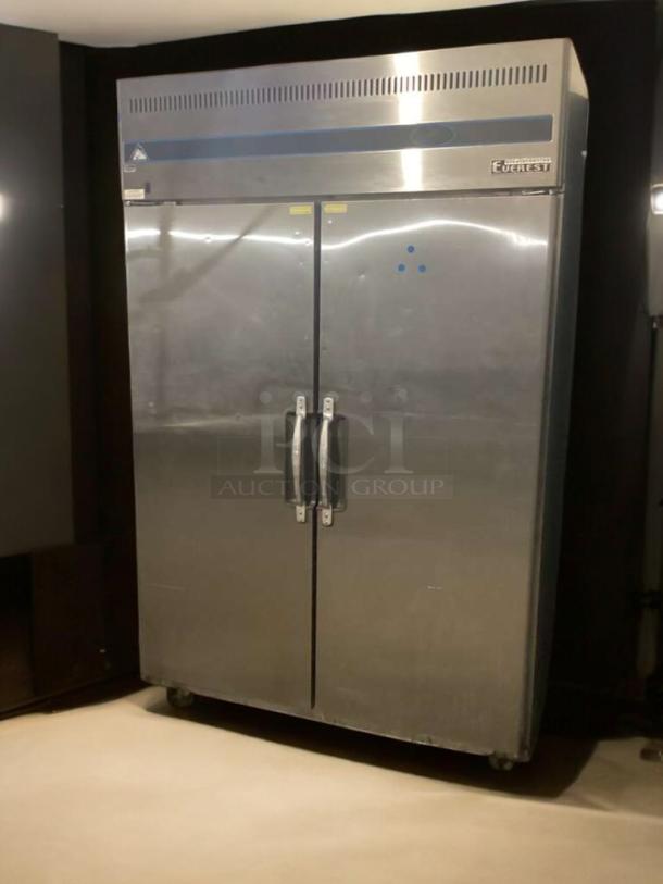 Immaculate Everest ESR2 reach-in refrigerator, 2-door, stainless steel, fully tested, Everest Refrigeration USA.